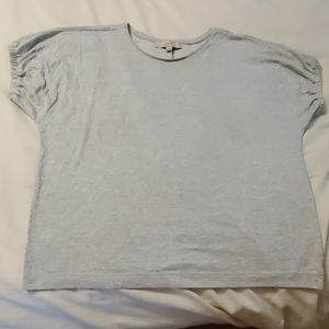 LOFT grey tee shirt with pucker sleeves